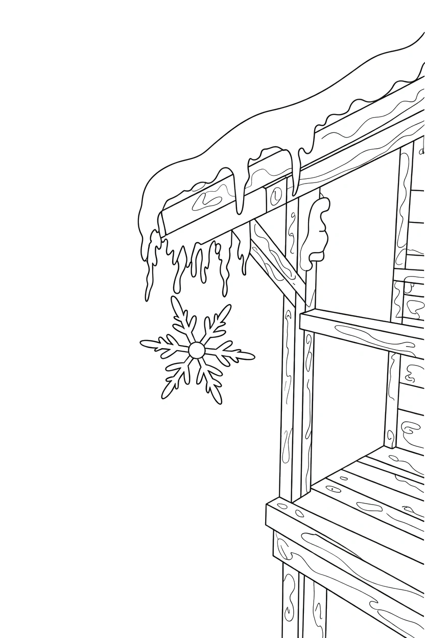 snowflake climbing porch rail coloring pages