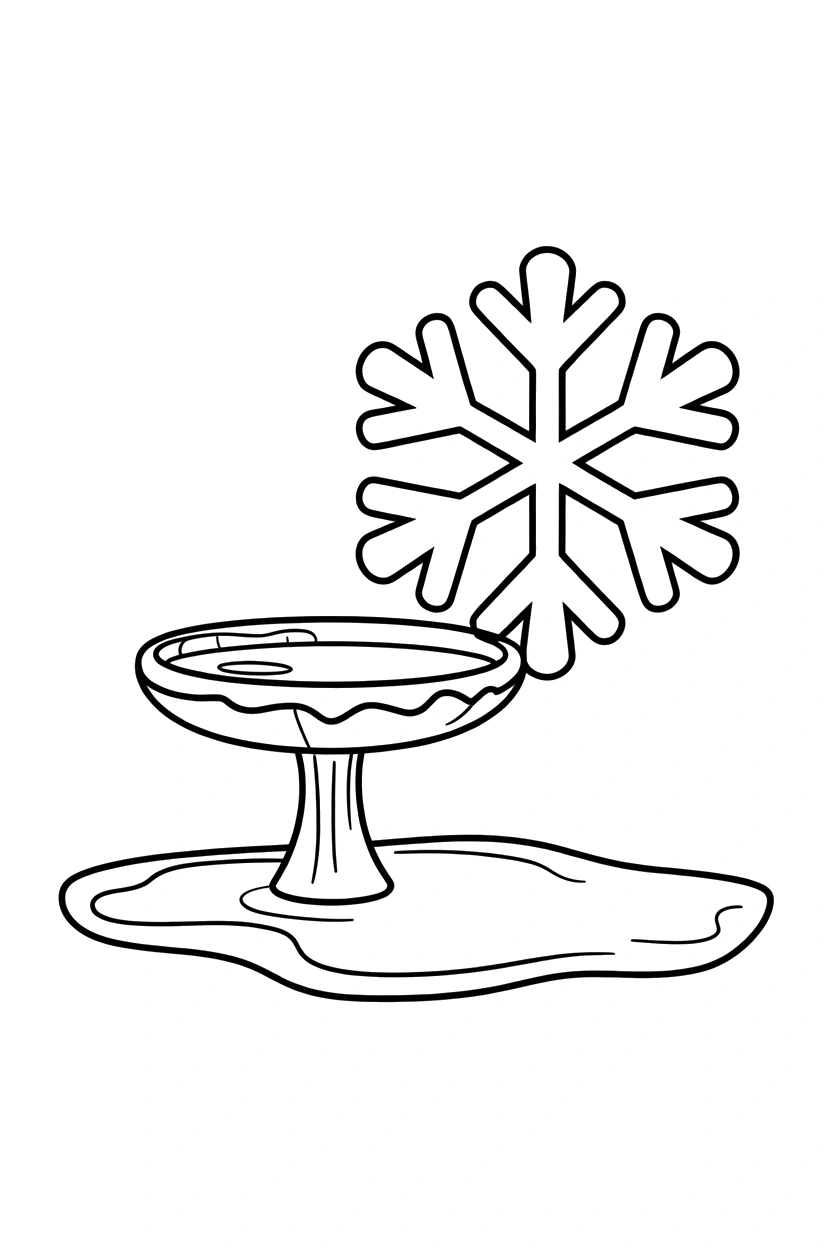 snowflake holding birdbath drawing