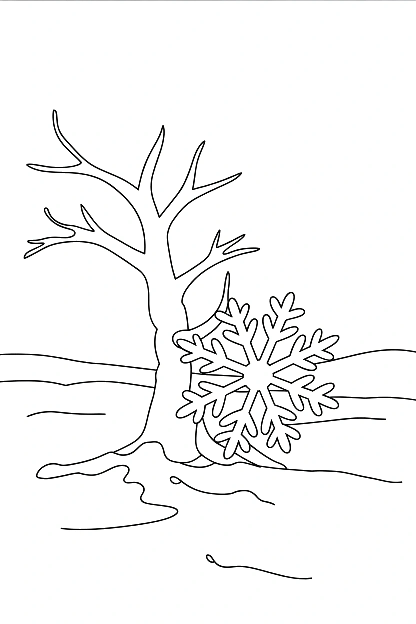 snowflake leaning branch printable sheet