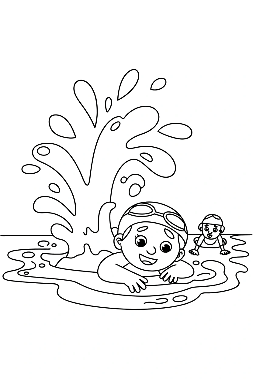 splash wave with referee stand swimming coloring pages