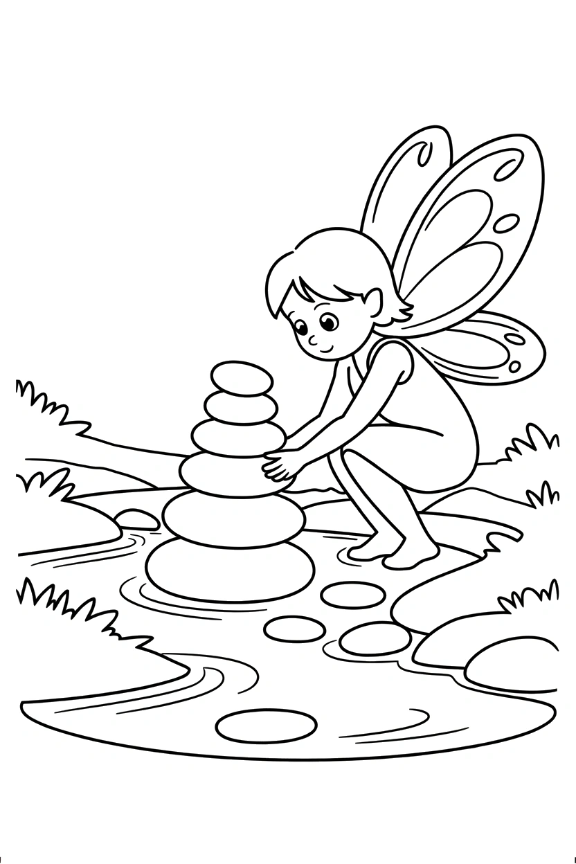 stacking fairy river pebbles stream printable sheet