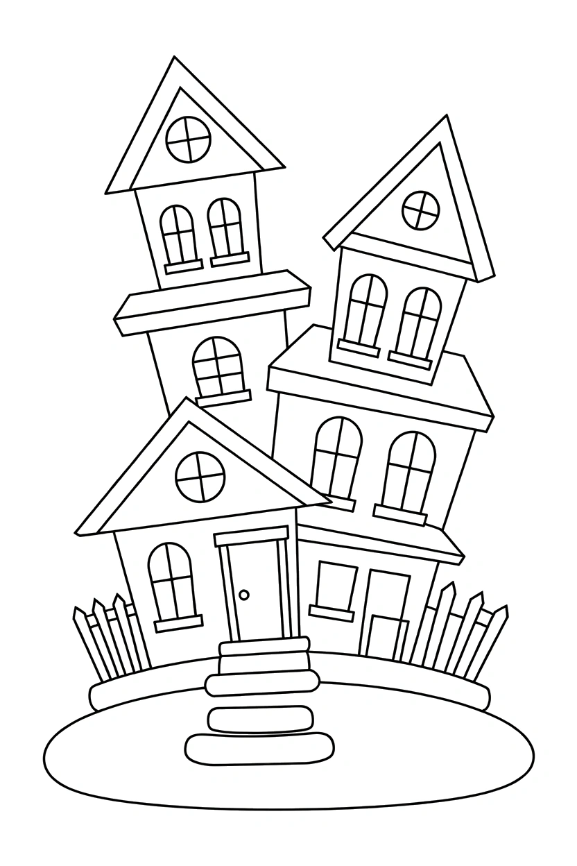 stacking haunted house narrow street printable sheet