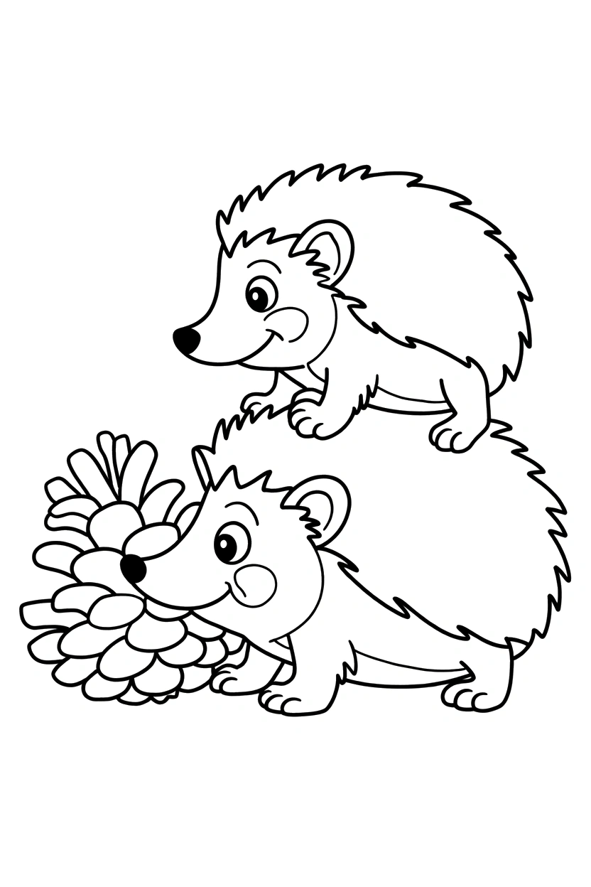stacking hedgehog pinecone side coloring pages