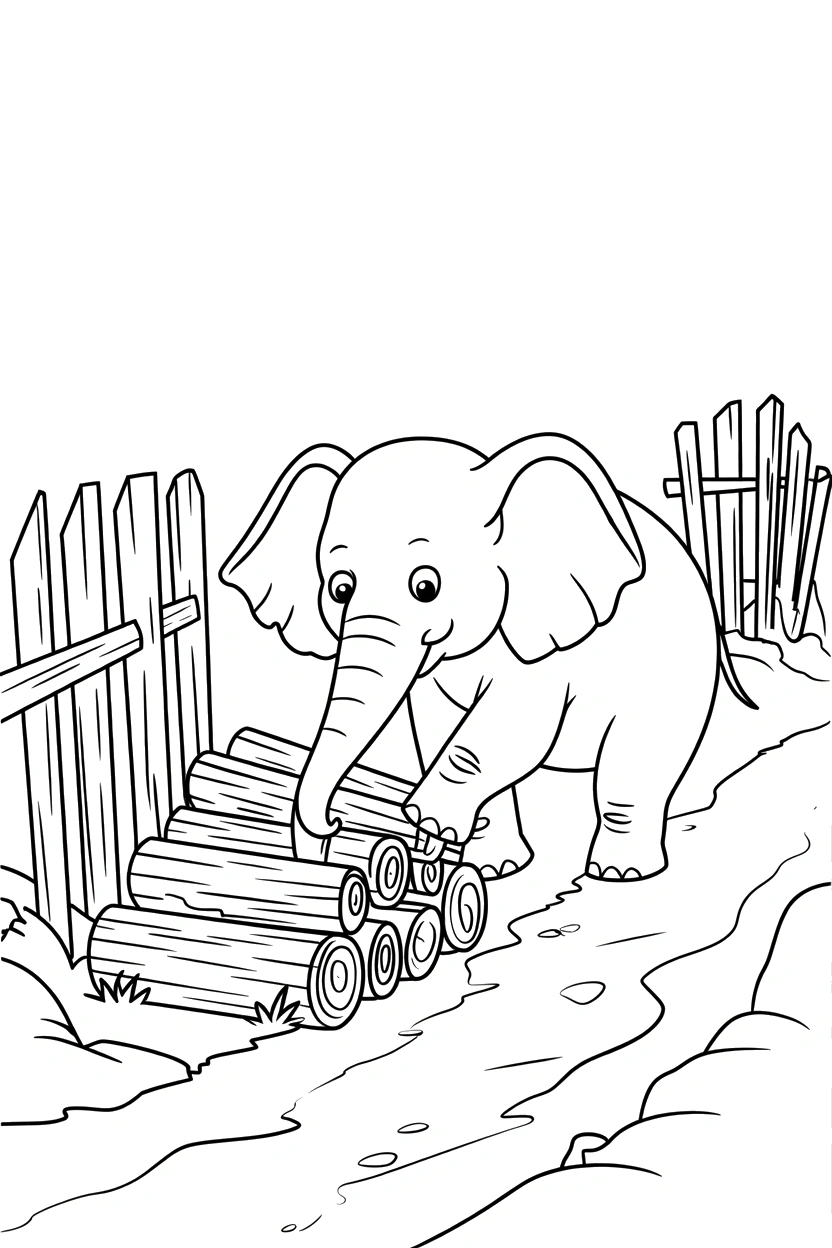 stacking logs elephant fence path coloring pages stacking logs elephant fence path coloring pages