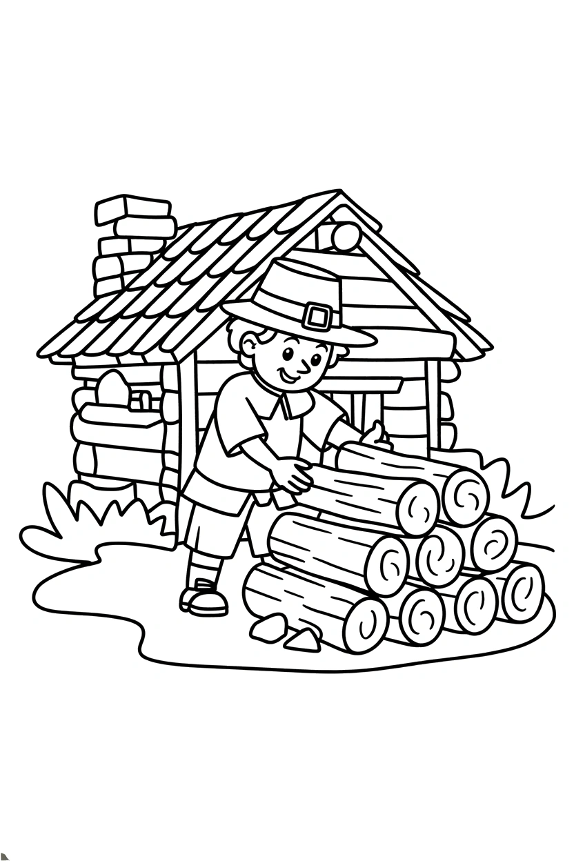 stacking pilgrim firewood cabin printable sheet
