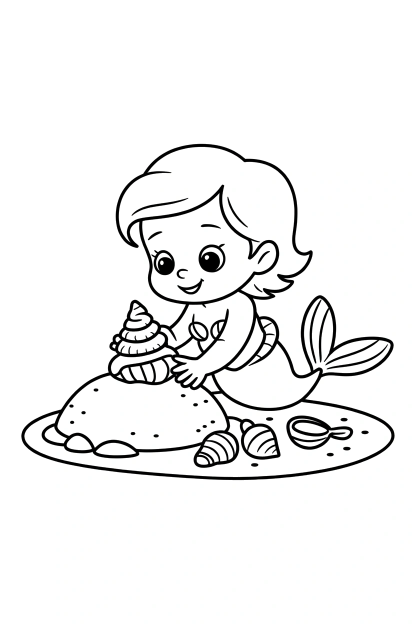 stacking seashells baby mermaid scene printable sheet stacking seashells baby mermaid scene printable sheet