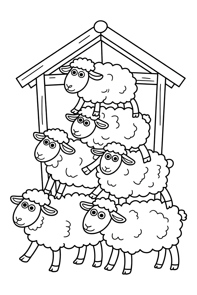 stacking sheep wooden shelter coloring pages stacking sheep wooden shelter coloring pages