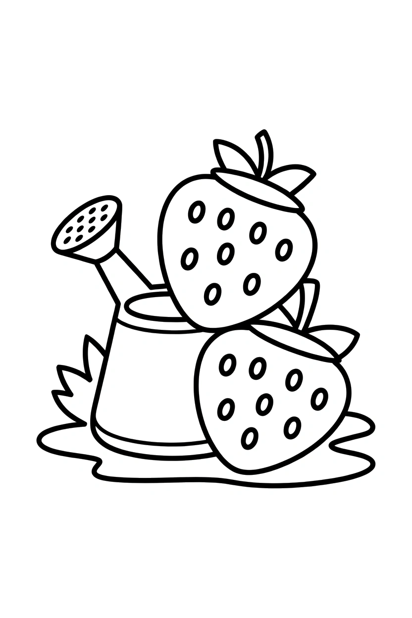 stacking strawberry watering can coloring page