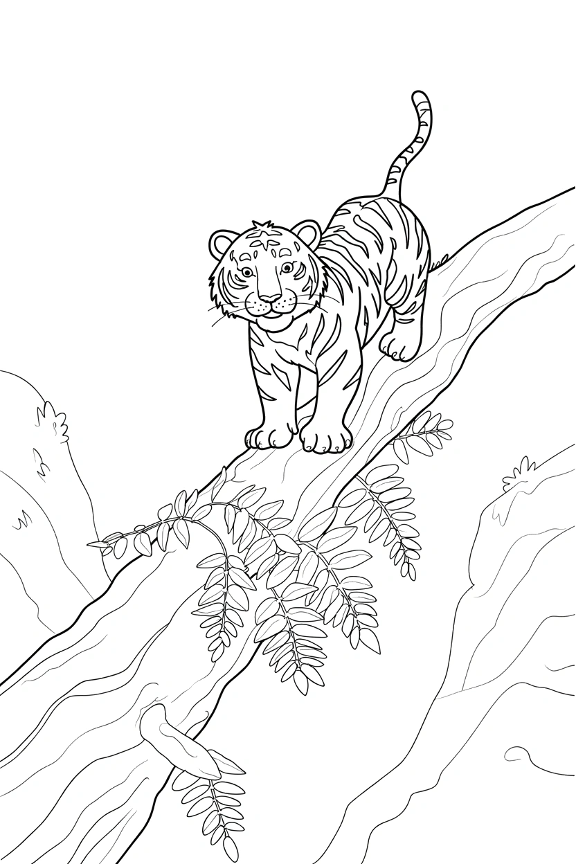 stacking tiger fallen trunk ravine printable sheet