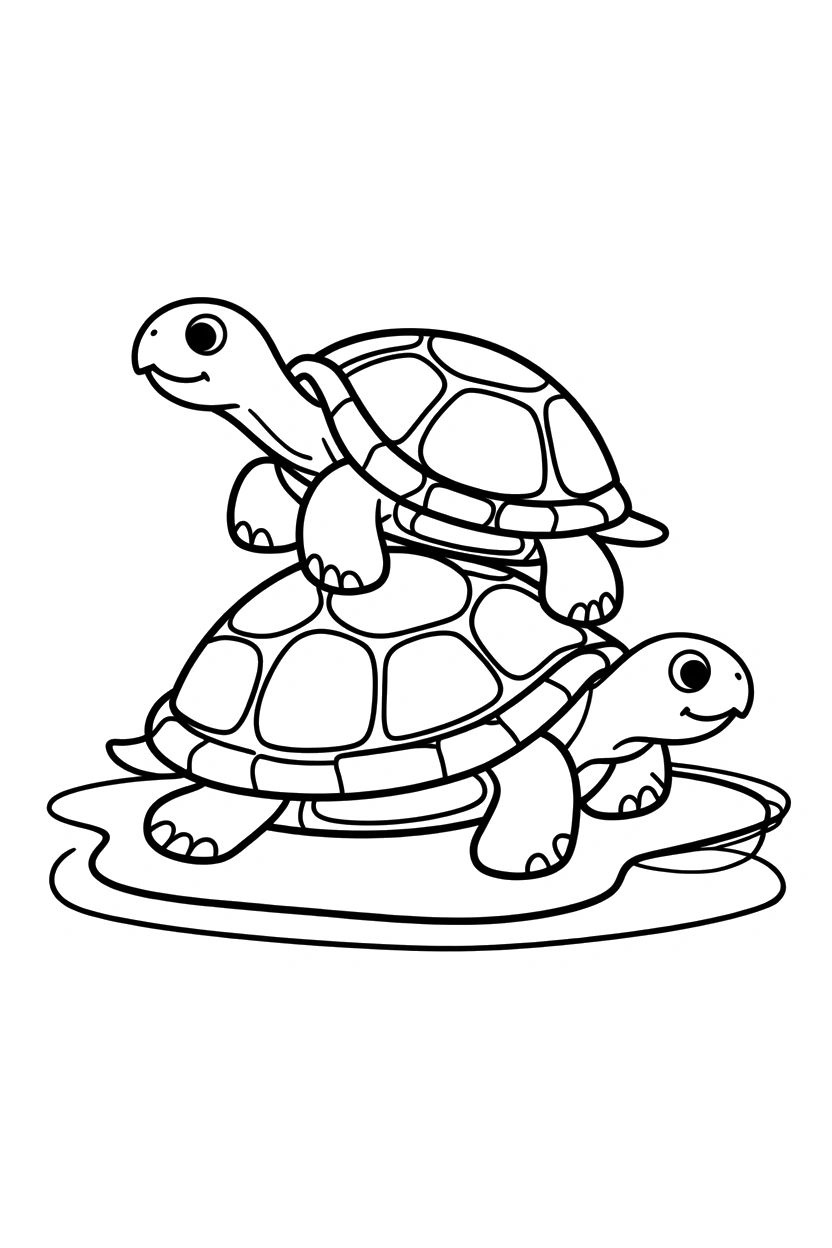 stacking turtle basking stone coloring pages
