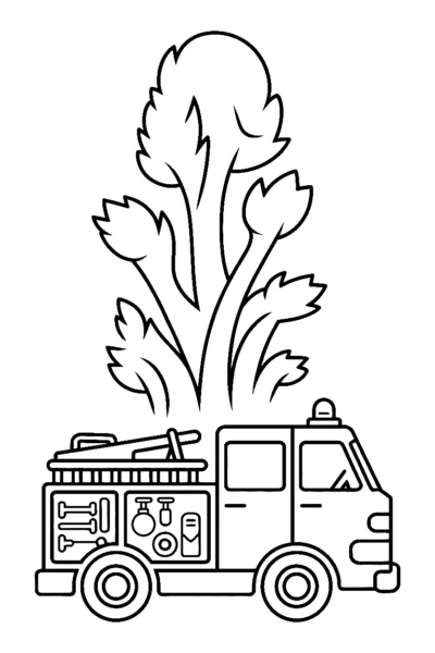 station entrance with equipment fire truck coloring pages