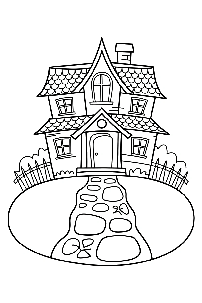 stone path front door scene drawing