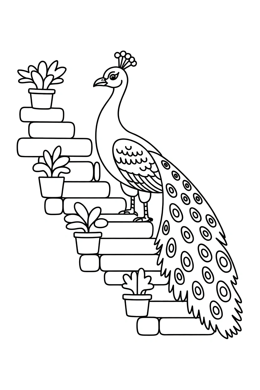 stone steps potted plants drawing stone steps potted plants drawing