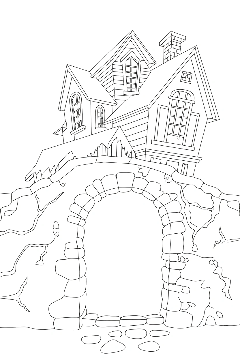 stone wall arched gate coloring pages