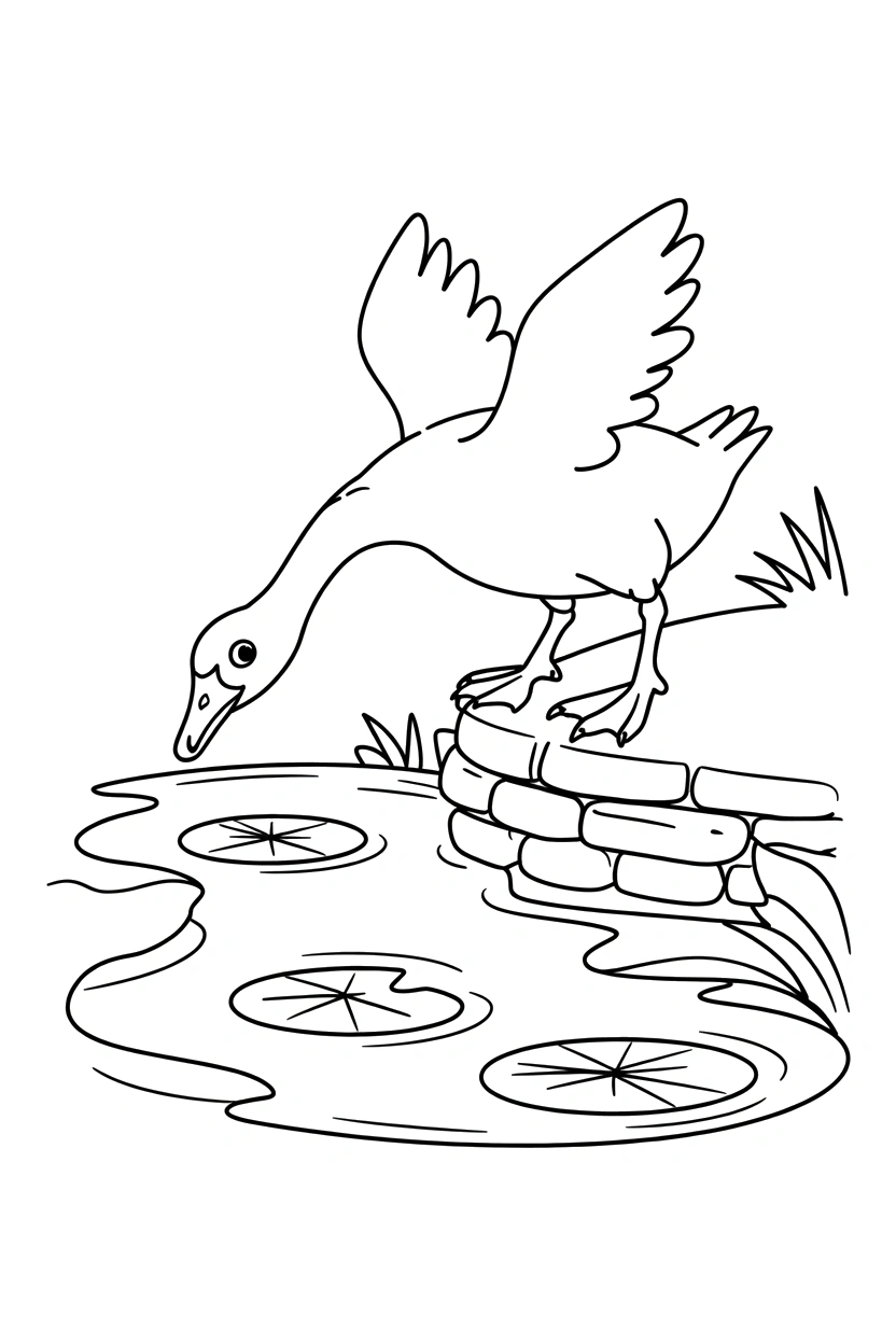 stone wall goose climbing coloring pages