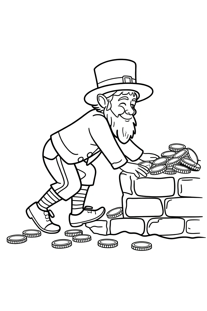 stone wall leprechaun climbing coloring pages