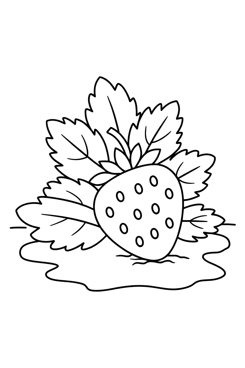 strawberry coloring pages leaf cluster
