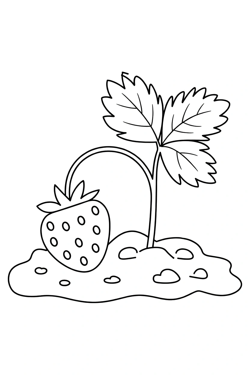 strawberry reaching garden stake coloring sheets