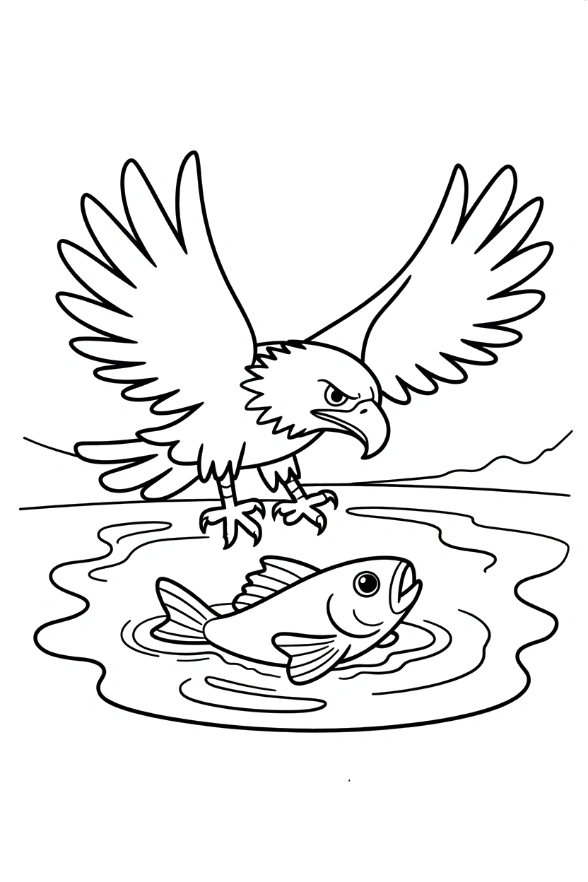stream catch eagle water coloring pages