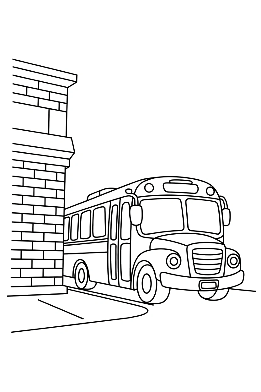 street corner with brick bus drawing street corner with brick bus drawing