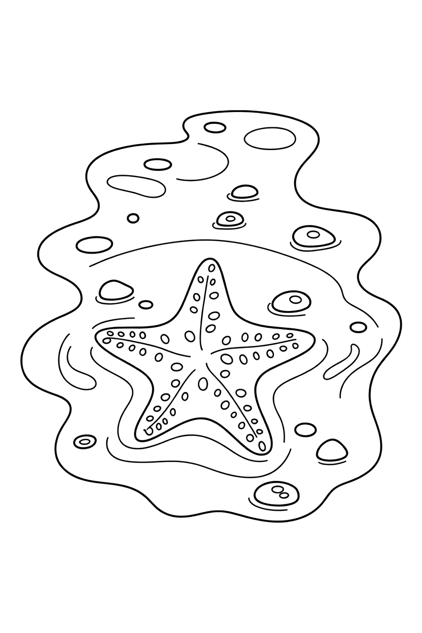 tide pool with resting starfish printable sheet tide pool with resting starfish printable sheet