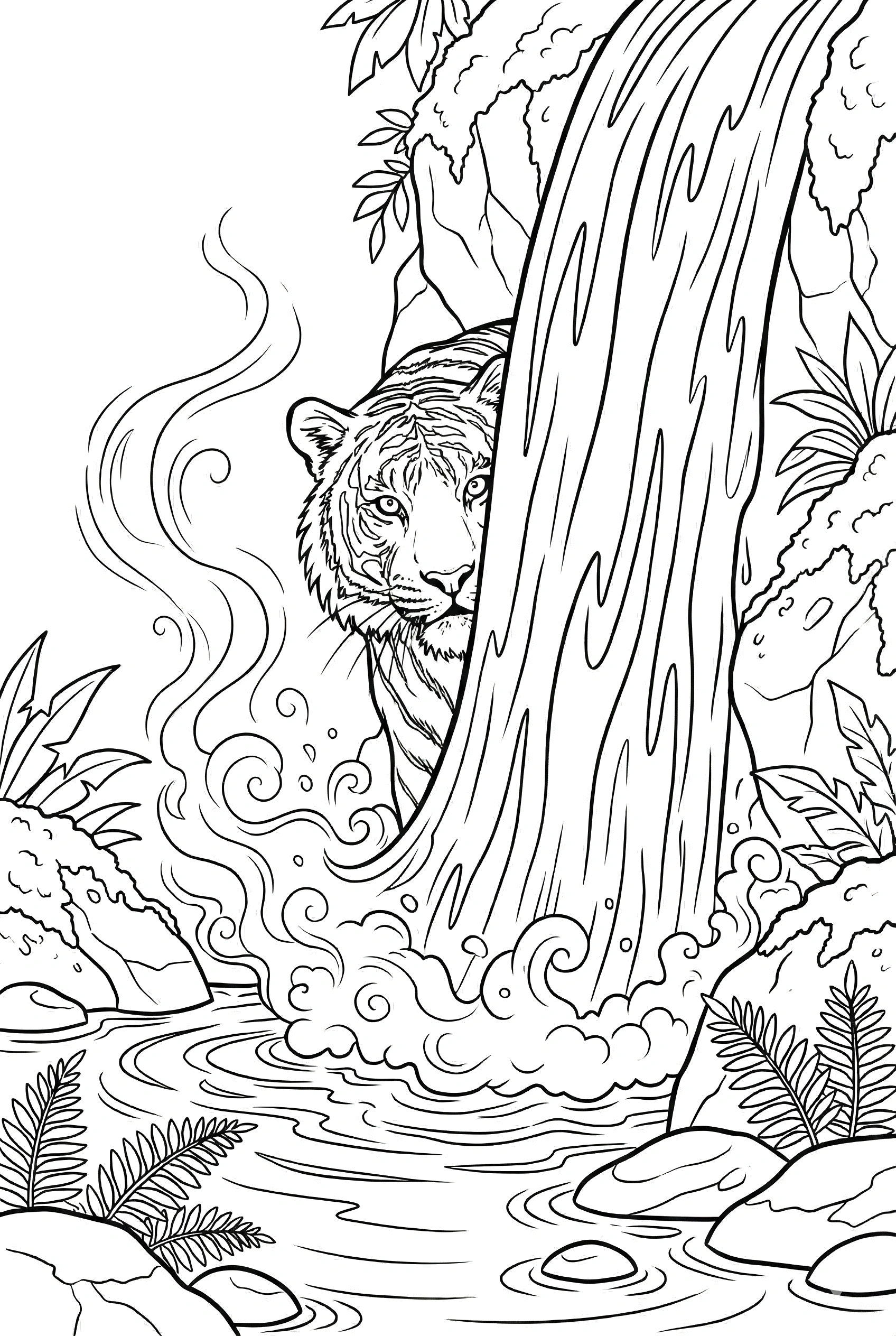 tiger waterfall curtain spray pool printable sheet