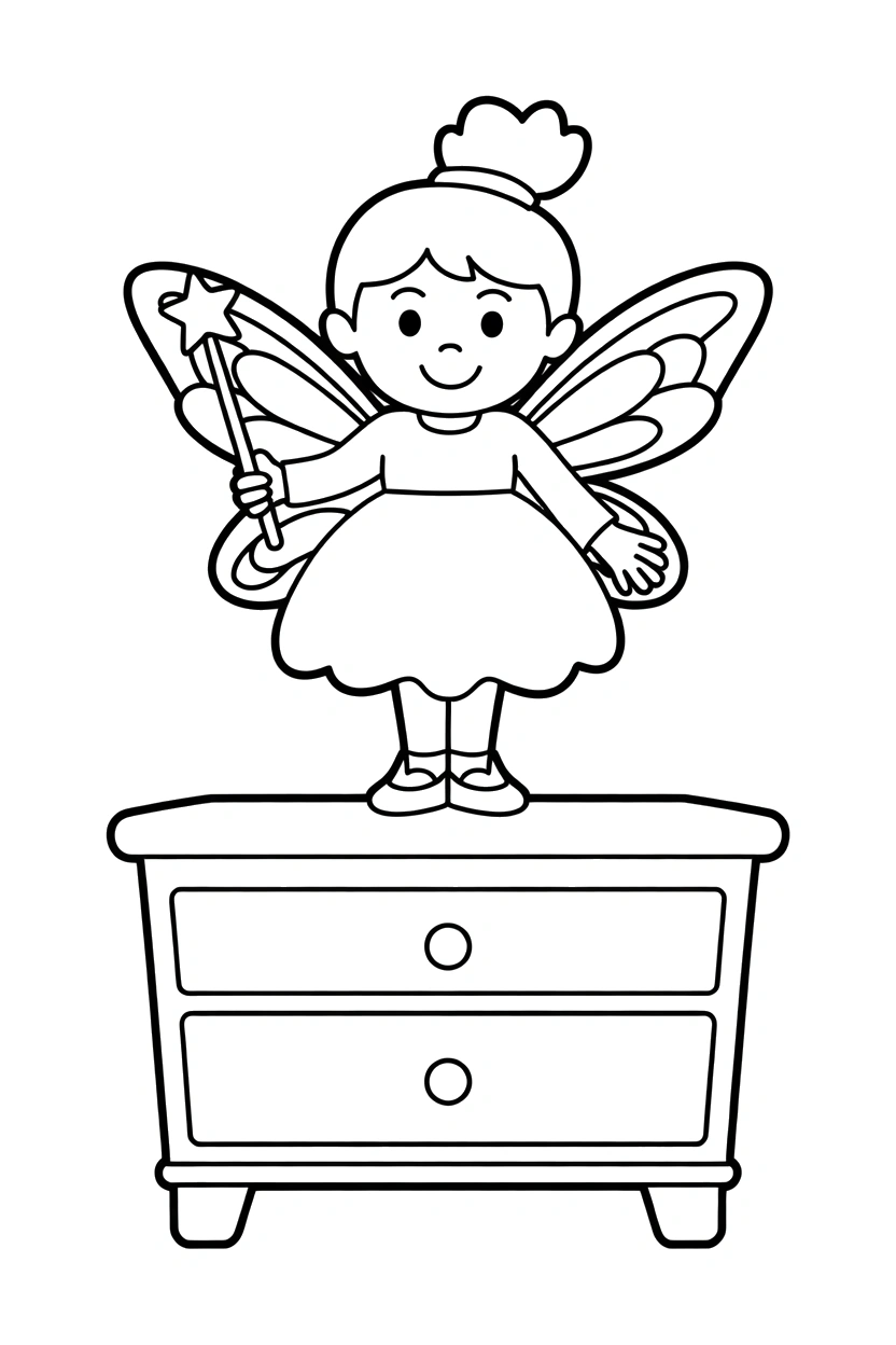 tooth fairy holding wand dresser coloring pages