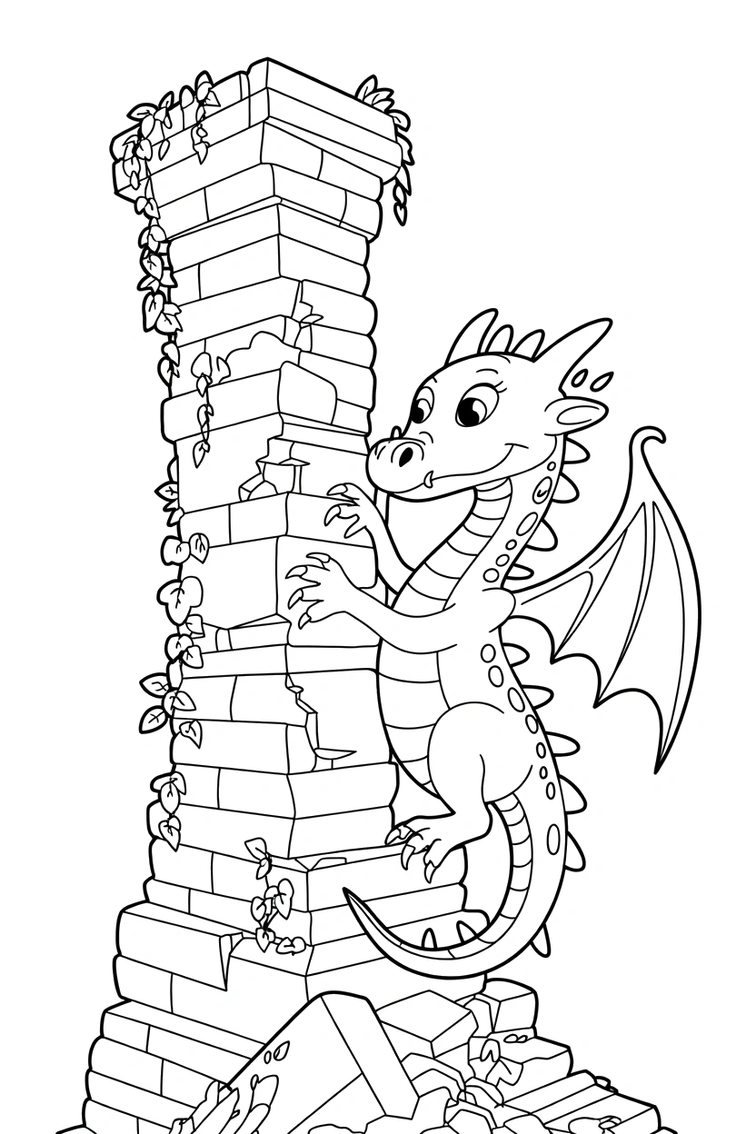 tower wall dragon climbing coloring pages tower wall dragon climbing coloring pages