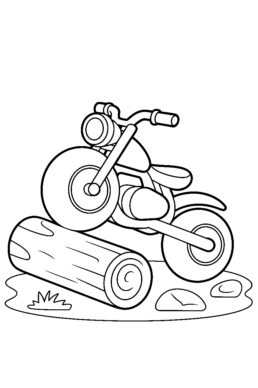 trail motorcycle log obstacle drawing