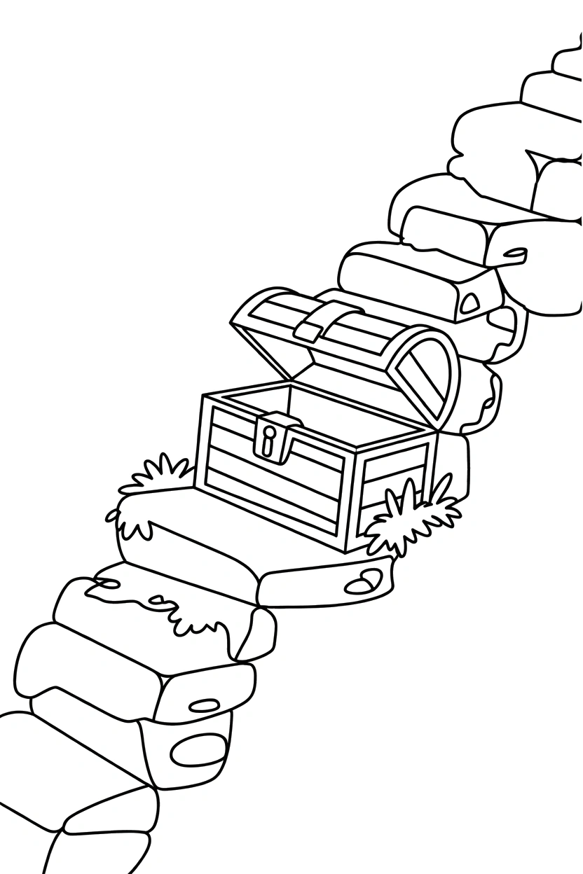 treasure chest reaching stone step drawing treasure chest reaching stone step drawing