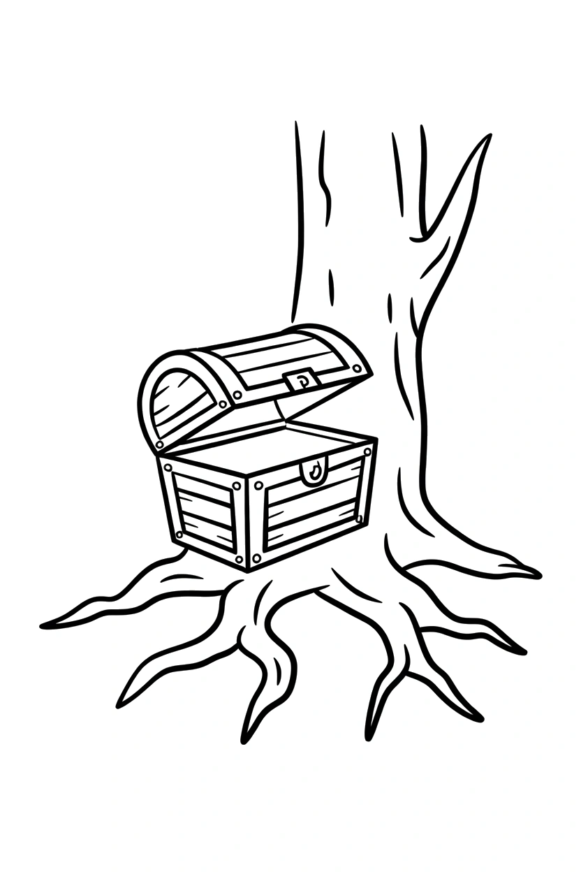 tree root with treasure chest coloring pages tree root with treasure chest coloring pages