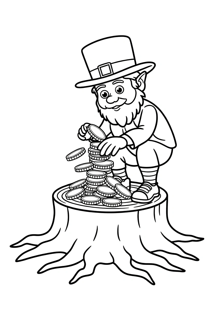tree stump coin stacking coloring pages