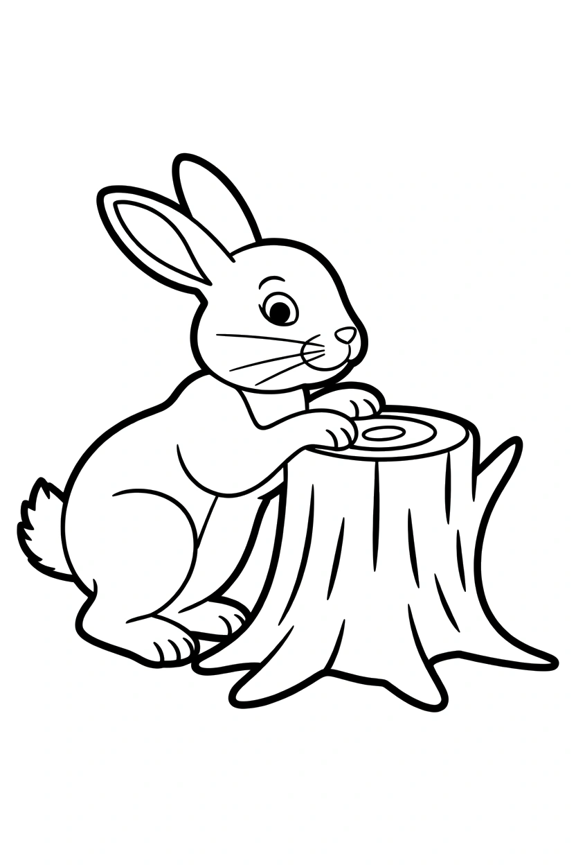 tree stump with tail rabbit coloring pages