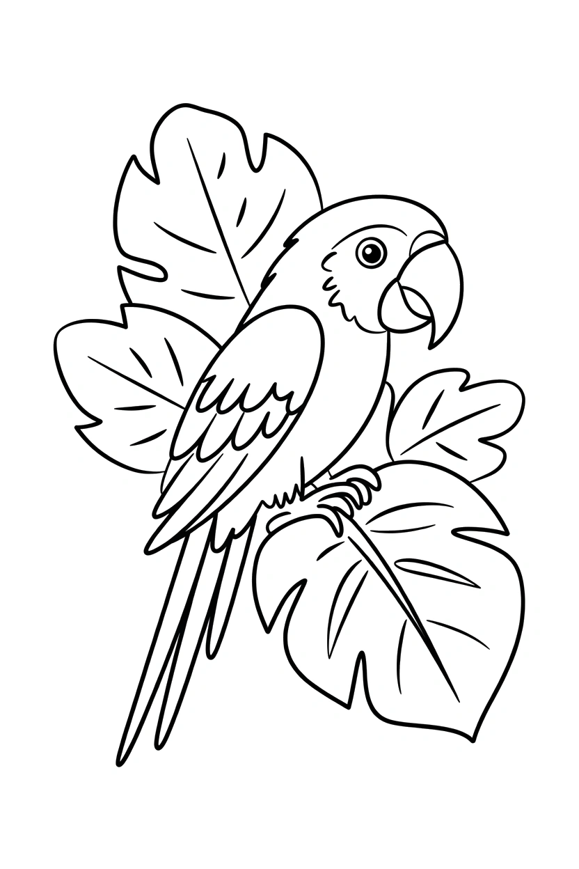 tropical leaf peeking drawing