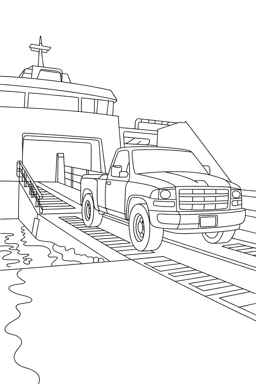 truck climbing ferry coloring pages truck climbing ferry coloring pages