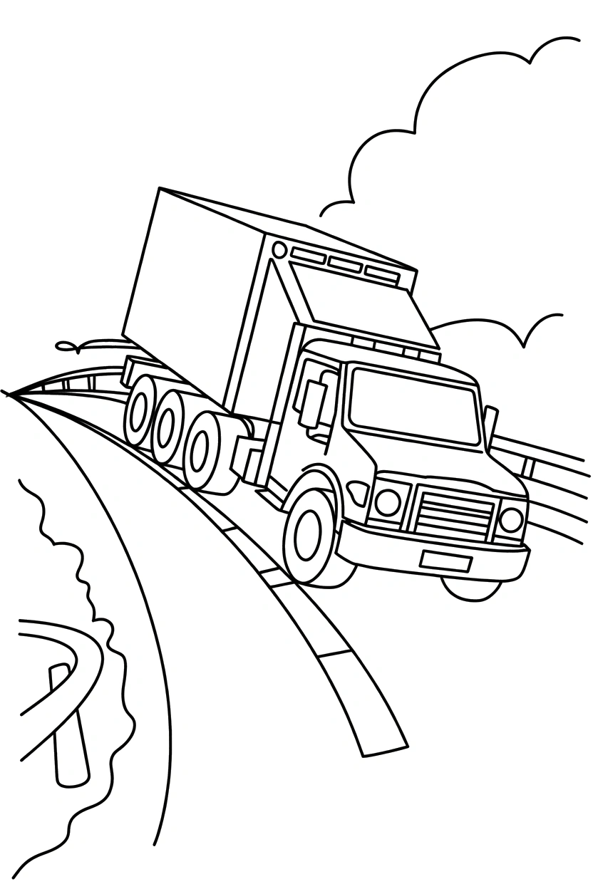 truck reaching overpass coloring pages truck reaching overpass coloring pages