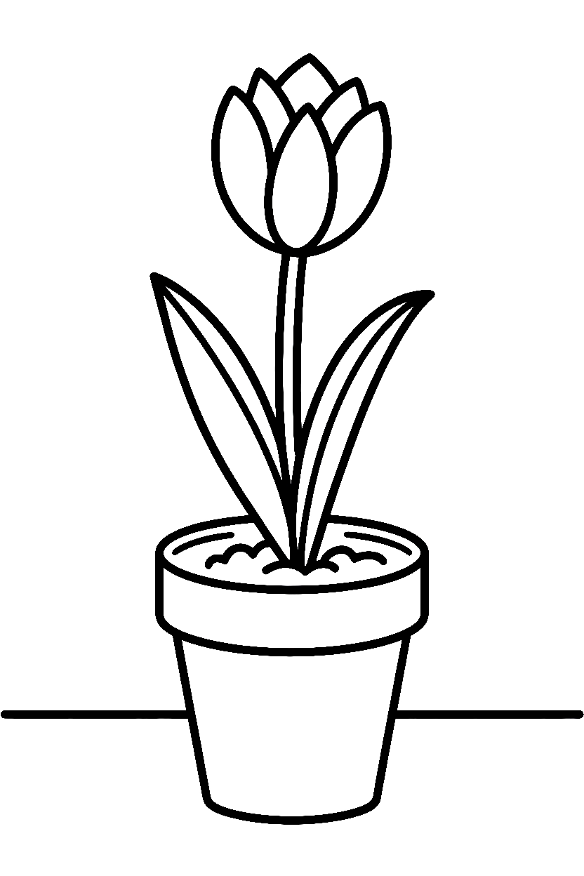 tulip windowsill pot coloring pages