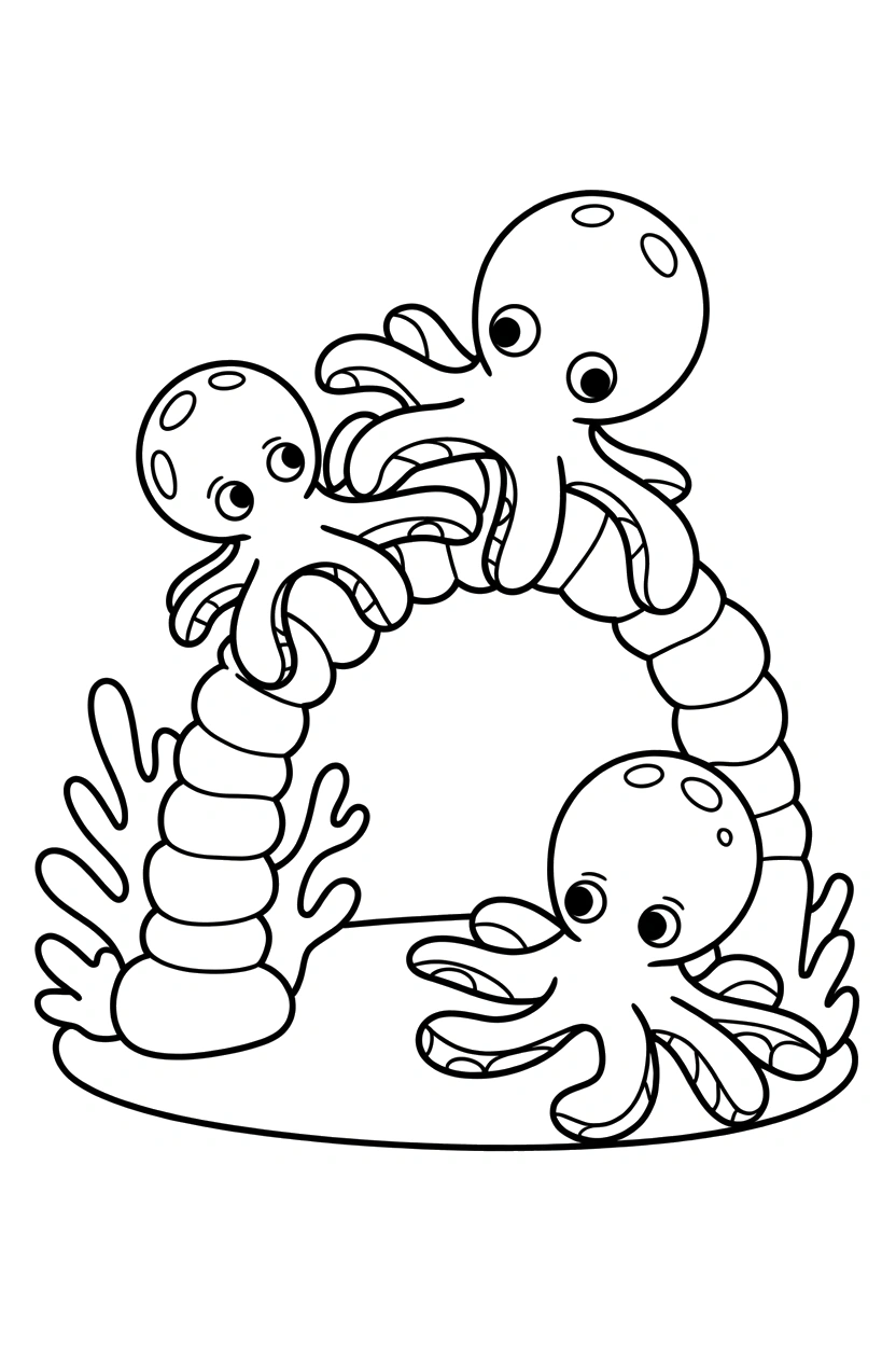 two octopuses stacking coral arch drawing two octopuses stacking coral arch drawing