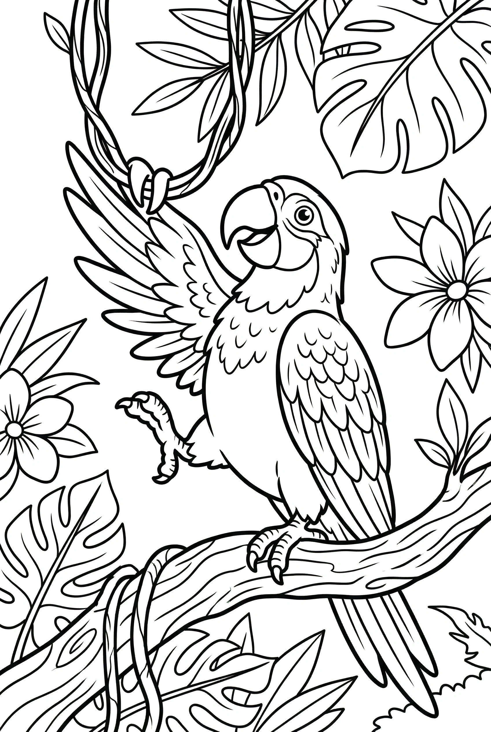 vine loop parrot reaching printable sheet