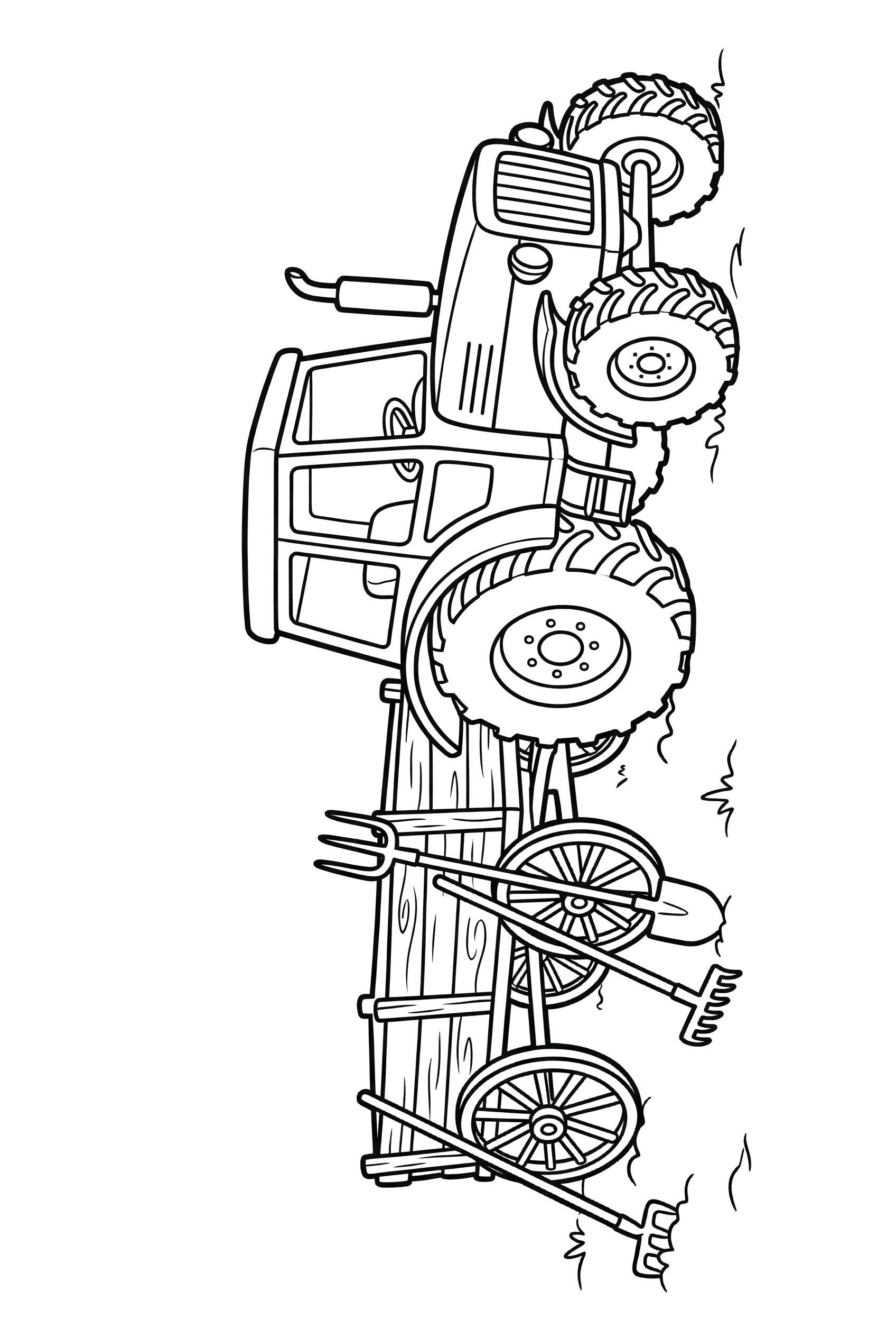 wagon area with tools tractor printable sheet