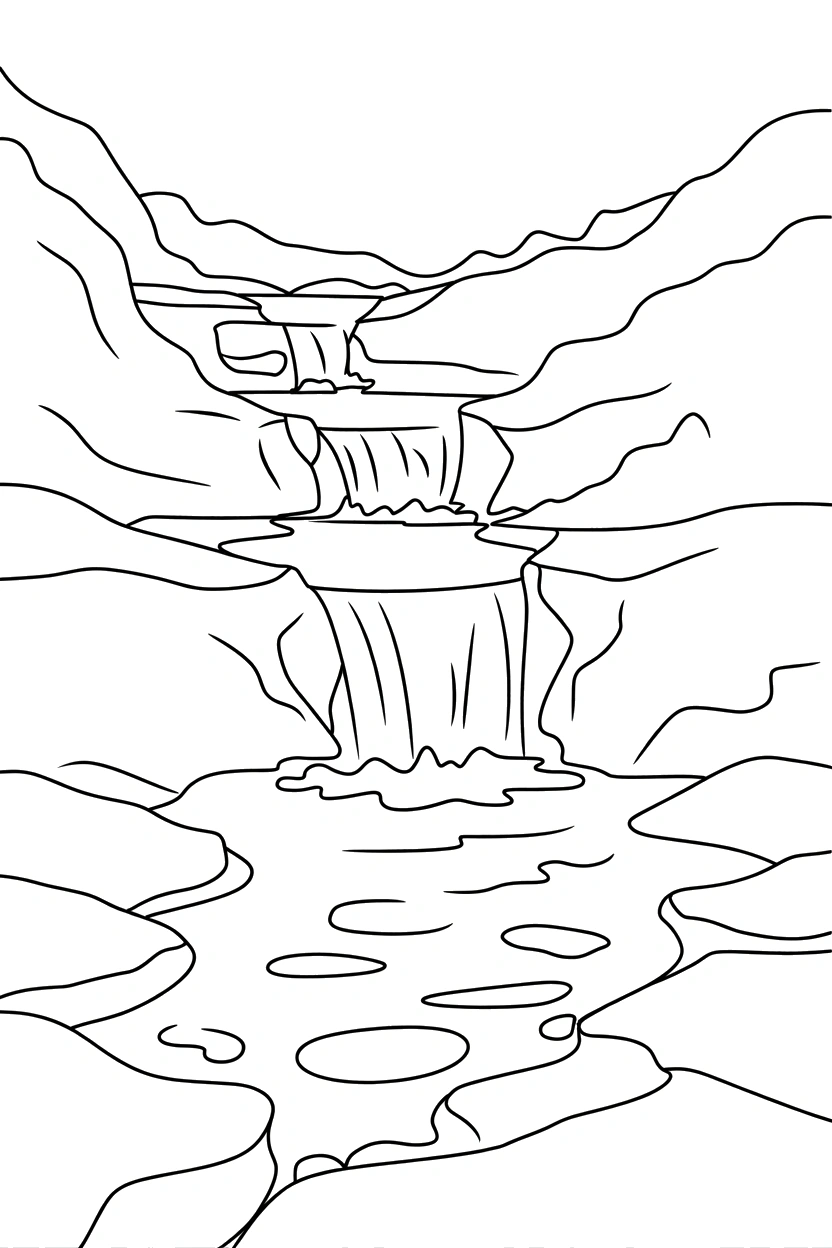 waterfall over stacked ledges printable sheet