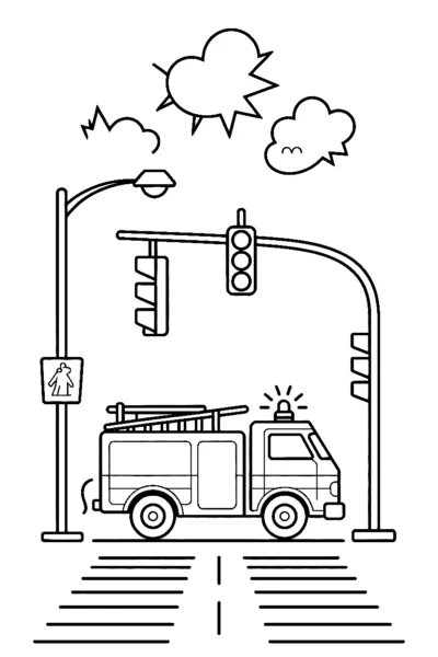 wide intersection signals storefronts drawing