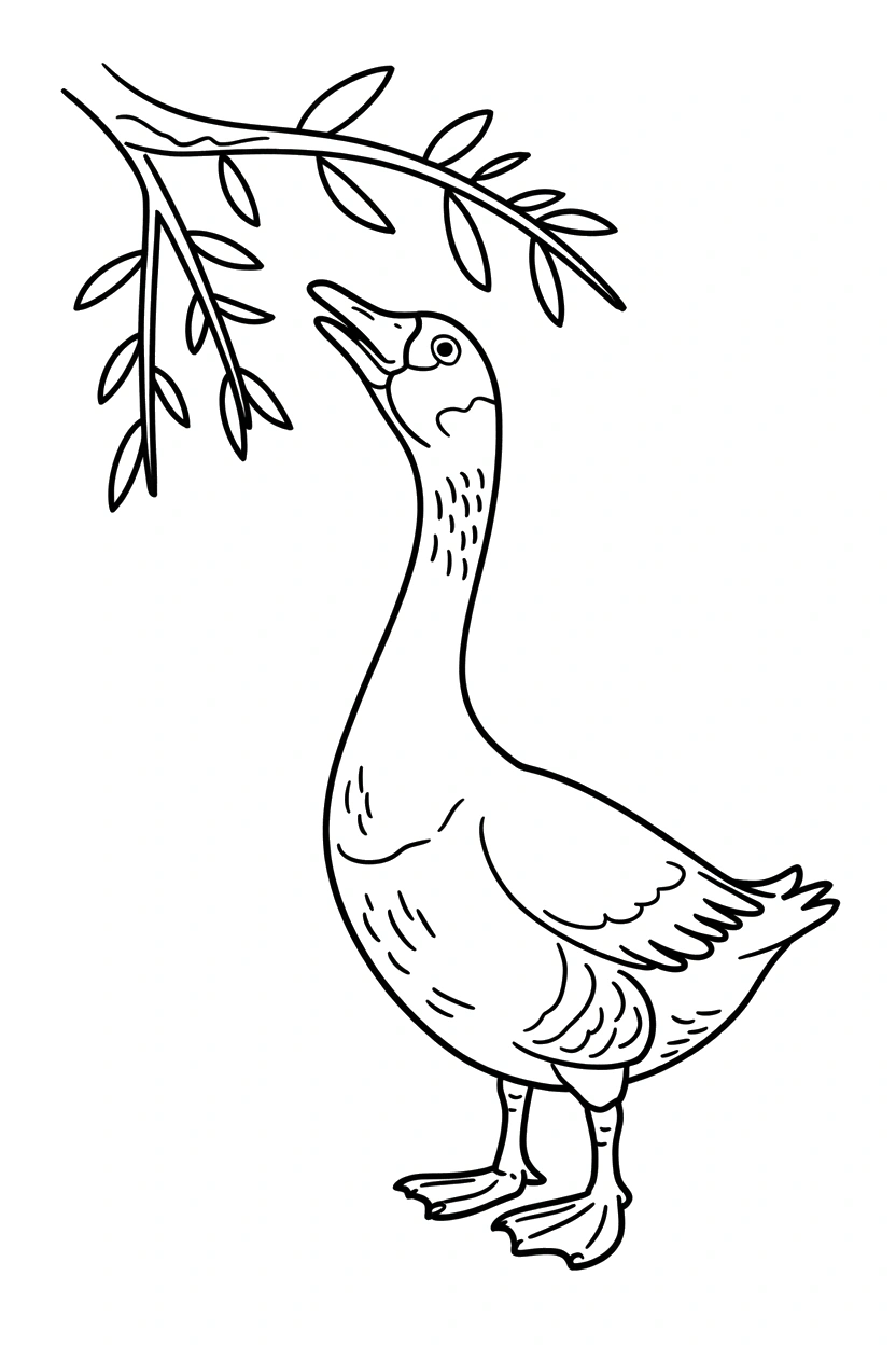 willow branch goose reaching printable sheet