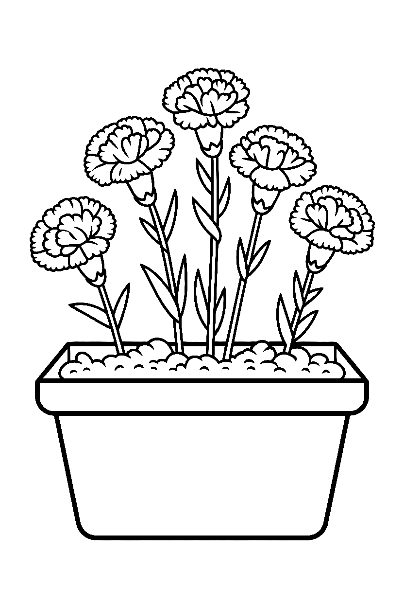 window box carnation coloring pages