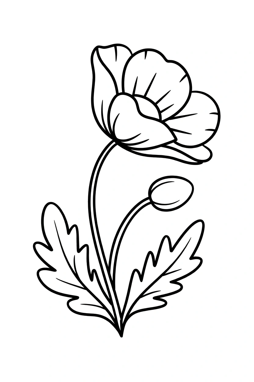 windy stem trailing leaves drawing