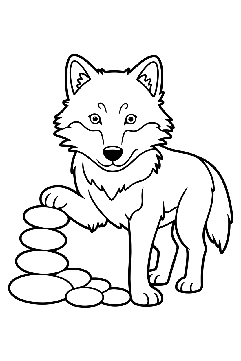 wolf holding stance river stones drawing wolf holding stance river stones drawing