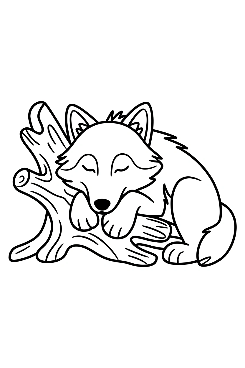 wolf resting driftwood coloring pages