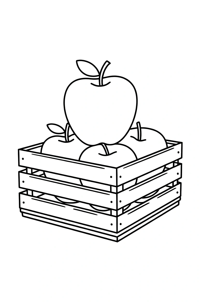 wooden crate apple coloring sheets