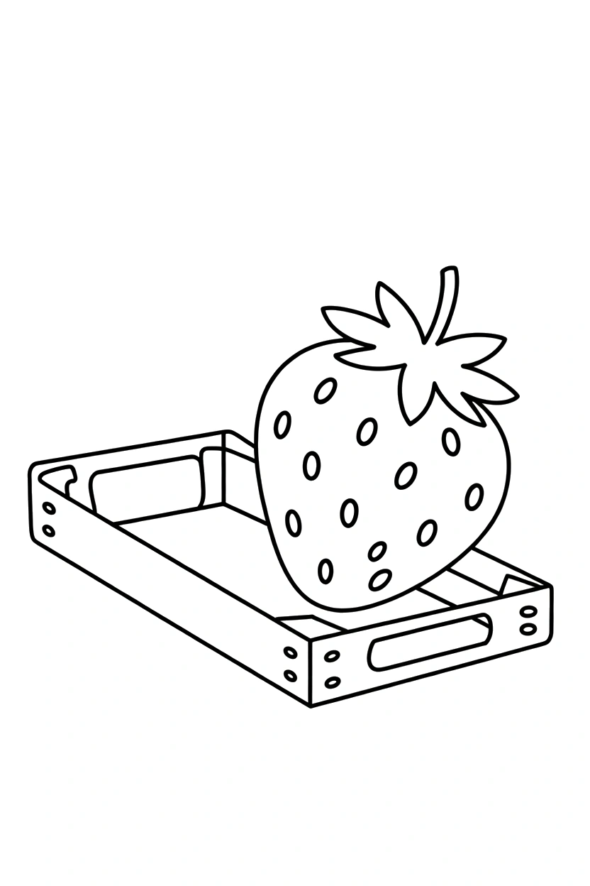 wooden crate scene strawberry coloring pages