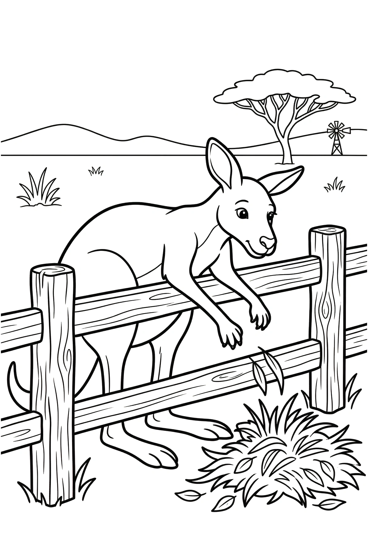 wooden fence kangaroo coloring pages